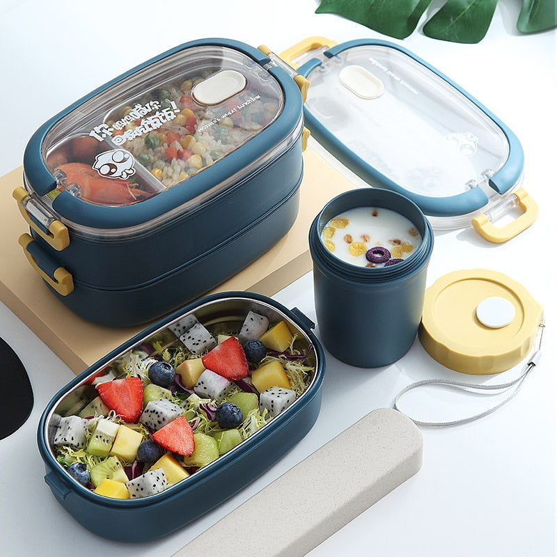 Fab Innovations Lunch Box for Kids – 3 Compartment Insulated Lunch