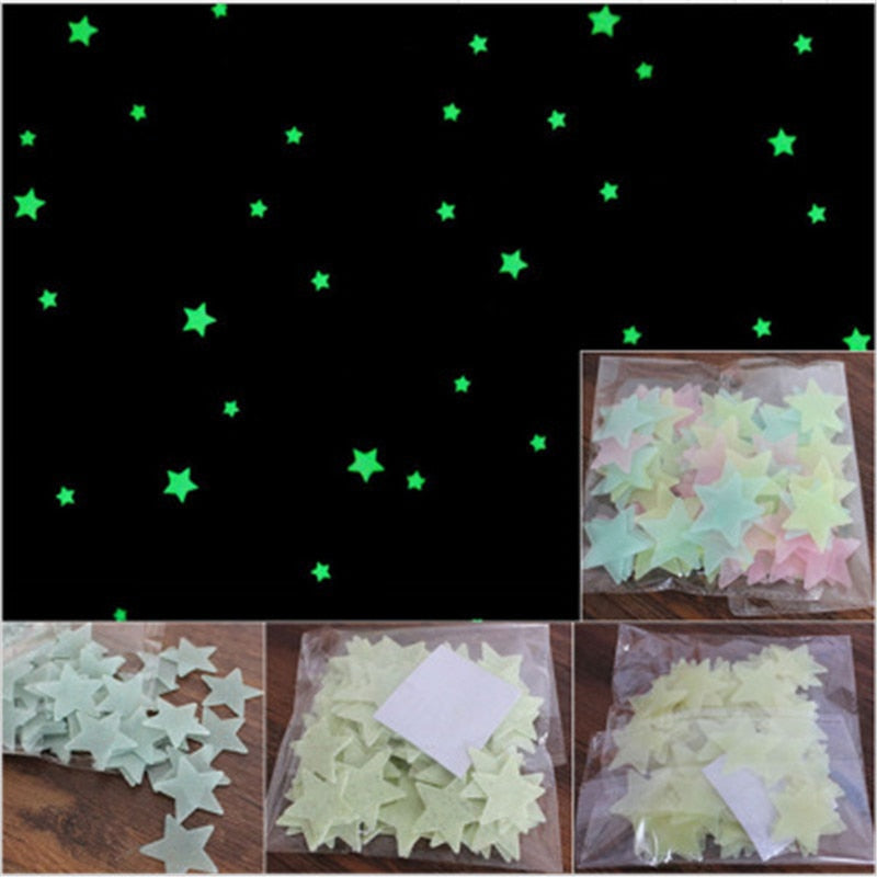 Luminous 3D Glowing Stars Wall Stickers