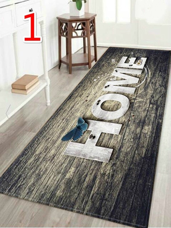 "Home" Printed Wood Pattern Floor Rug