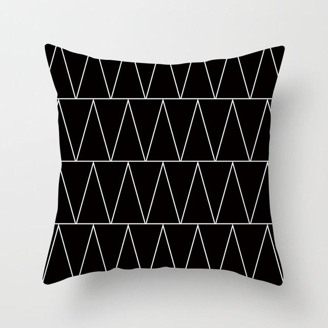 Geometric Cushion Cover Black and White