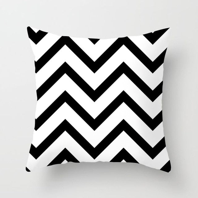 Geometric Cushion Cover Black and White