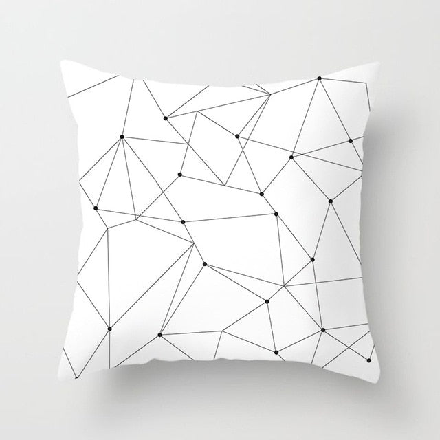 Geometric Cushion Cover Black and White